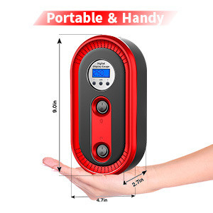 YANTU A01 Wired 12V Car Tire Inflator with Emergency Light and Digital Pump Black/Red