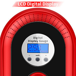 YANTU A01 Wired 12V Car Tire Inflator with Emergency Light and Digital Pump Black/Red