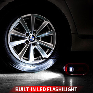 YANTU A01 Wired 12V Car Tire Inflator with Emergency Light and Digital Pump Black/Red