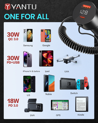 Super Heater Cigarette Lighter Plug 2-in-1 Charging Port with QC3.0 Car Charger Adapter