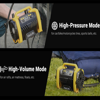 12V Electric Car Tire Inflator Machine with Double Cylinder and AC DC Battery Options