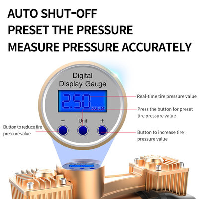 Portable Double Cylinder 12V Electric Car Tire Inflator with Digital Pressure Monitor