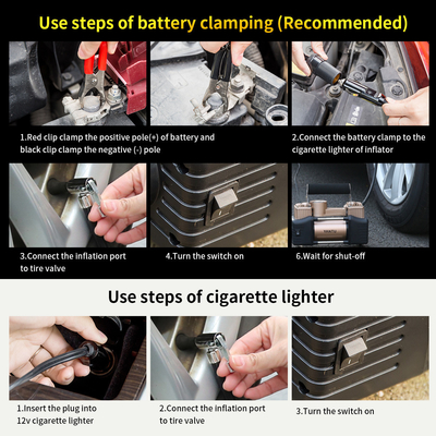 Portable Double Cylinder 12V Electric Car Tire Inflator with Digital Pressure Monitor