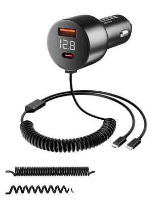 YANTU B33 78W PD Car Charger Dual USB Type-C and QC3.0 for Fast Charging 12-24v Voltage