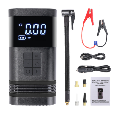 Powerful 150PSI 7500mAH Wireless Car Tire Inflator Pump with Jump Starter and Power Bank