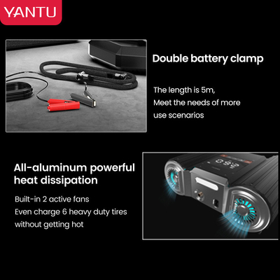 YANTU E2 Metal Double Cylinder Wired Rechargeable Inflator for Heavy Duty Vehicles