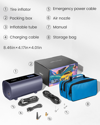 Blue YANTU A22 Mini Cordless High Pressure Air Pump150PSI Portable Digital Automatic Electric Car Tire Inflators Compressor Machine
