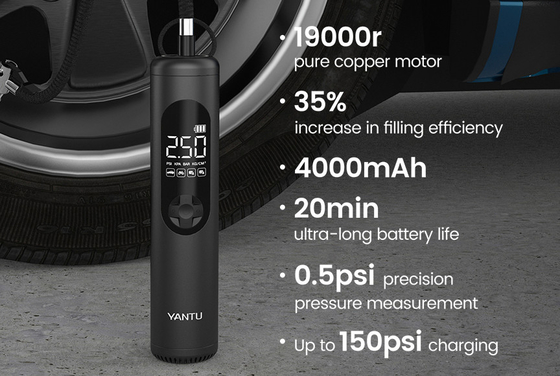 YANTU A23 LCD Display Wireless Portable Car Air Compressor for Electric Tyre Inflation