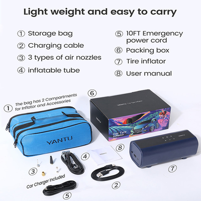 YANTU A22 Noise≤80dB Work Current 10A Fast Wireless Tire Inflator for Pick-up Trucks