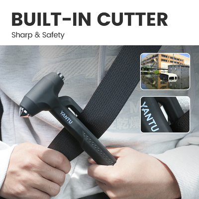 YANTU F05 Carbon Steel Long Handle Car Safety Life Hammer Auto Emergency Escape Rescue Tool Window Breaker Seatbelt Cutter Hammer