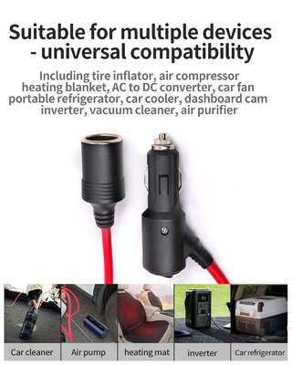 Car Cigarette Lighter Plug Socket Power Adapter Cable with Nylon Fiber Cover Material