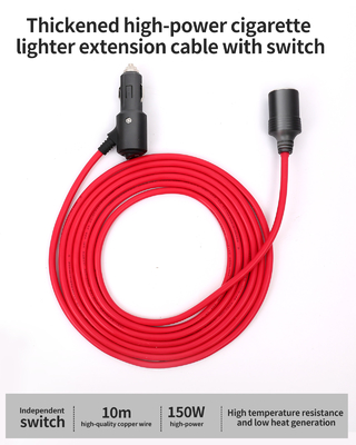 Car Cigarette Lighter Plug Socket Power Adapter Cable with Nylon Fiber Cover Material