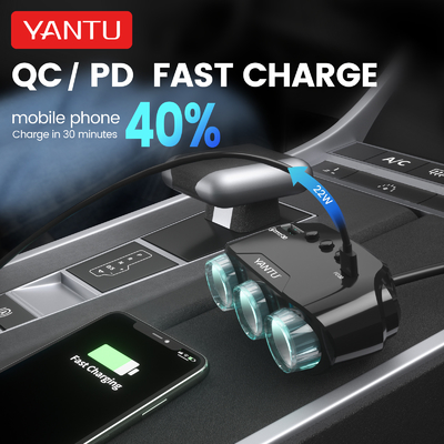Professional 12V-24V Cigarette Lighter with 2 Charging Ports and Voltage Monitoring