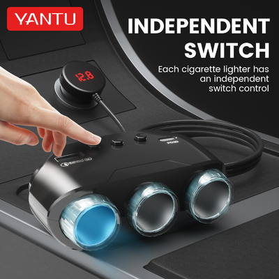 Professional 12V-24V Cigarette Lighter with 2 Charging Ports and Voltage Monitoring