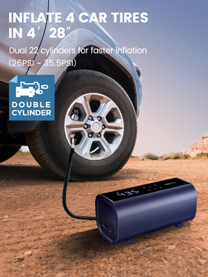 YANTU A22 AC DC Double Cylinder Car Pump Portable and Rechargeable for Easy Inflation