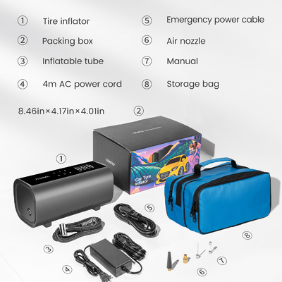 Blue YANTU A22 AC DC double cylinder high pressure cordless portable air compressor pump digital automatic silent car tire inflators