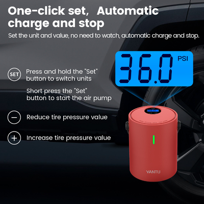 YANTU A05 Cordless Portable Digital Tire Inflator 12V 150psi Electric Inflatable Pump