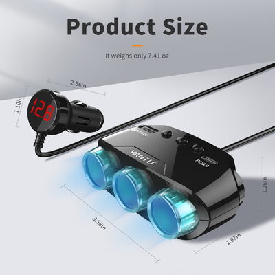 USB Connection YANTU LM21 Fast Car Charger Adapter for Phone iPhone and Mobile Portable Type-C Mini Cigarette Lighter