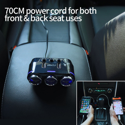 YANTU B39 12V USB Waterproof Car Charger Socket With LED Voltmeter Switch Output 5V 1A/2.1A