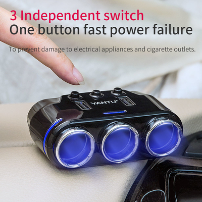 YANTU B39 12V USB Waterproof Car Charger Socket With LED Voltmeter Switch Output 5V 1A/2.1A