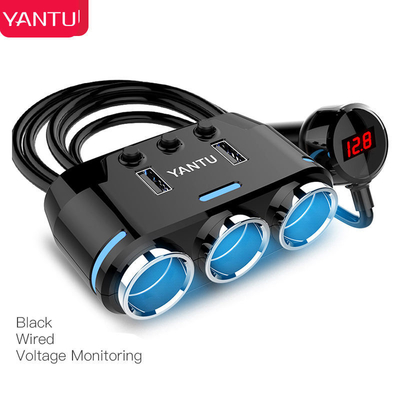 YANTU B39 12V USB Waterproof Car Charger Socket With LED Voltmeter Switch Output 5V 1A/2.1A