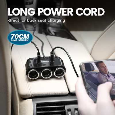 Mini Phone Cigarette Lighter Car Charger with Dual USB Socket and Voltage Monitoring