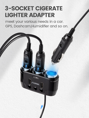 Mini Phone Cigarette Lighter Car Charger with Dual USB Socket and Voltage Monitoring