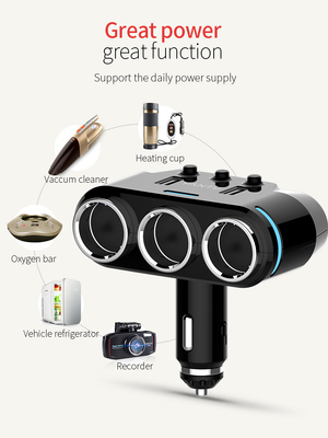 YANTU B39 Black Wireless Quick Charge Car Charger -Chic Design with 2pcs Cigarette Lighter Interface