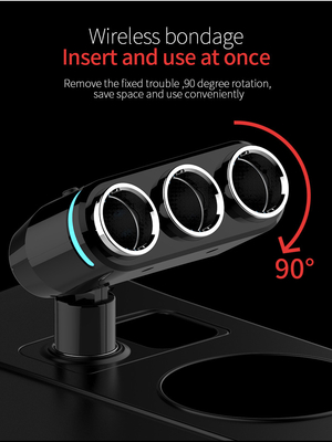 YANTU B39 Black Wireless Quick Charge Car Charger -Chic Design with 2pcs Cigarette Lighter Interface