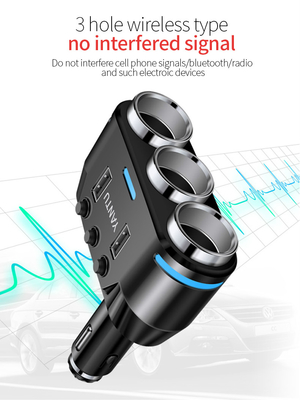 YANTU B39 Black Wireless Quick Charge Car Charger -Chic Design with 2pcs Cigarette Lighter Interface