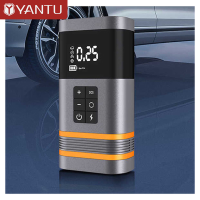 Grey Black YANTU Portable Car Tire Inflator Pump 150PSI 7500mAH Wireless Pump With Jump Starter Power bank