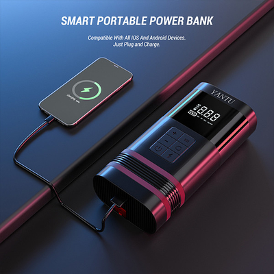 Grey Black YANTU Portable Car Tire Inflator Pump 150PSI 7500mAH Wireless Pump With Jump Starter Power bank