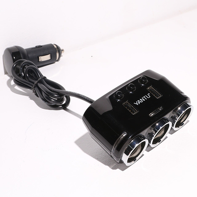12V/24V Car Charger Adapter Cyberpunk Design Style 150W 2 USB Ports 3 Socket Universal