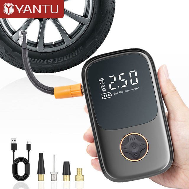 Wireless Digital Air Pump Compressor Machine for Car Tires YANTU AM27 Mini Cordless