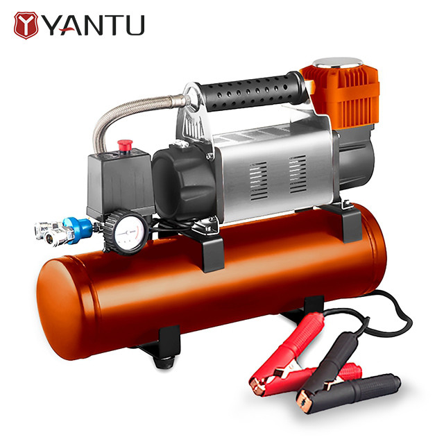 YANTU AM48 DC12V/24V 60MM Cylinder Air Compressor for Car Tires Max 160L/min 8L Tank