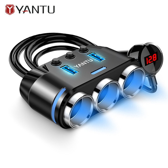 YANTU B39 12V 24V Car Cigarette Lighter Charging 3 in 1 Super Corded Heater Adapter Plug Dual USB Auto Electronics