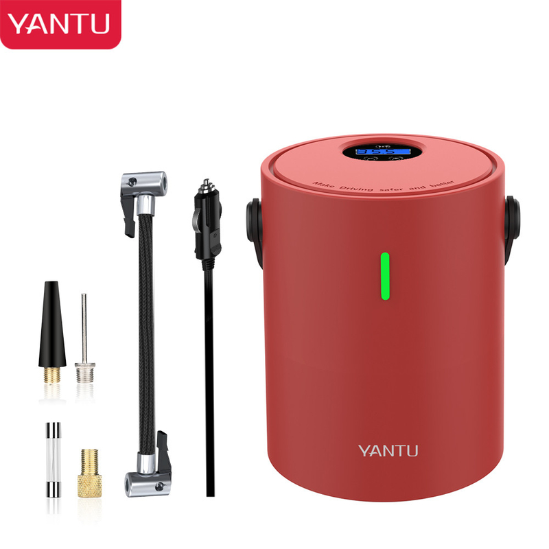 YANTU A05 12V Mini Pump Small Digital Tire Inflator for Car 140*120*100mm 3 Nozzles