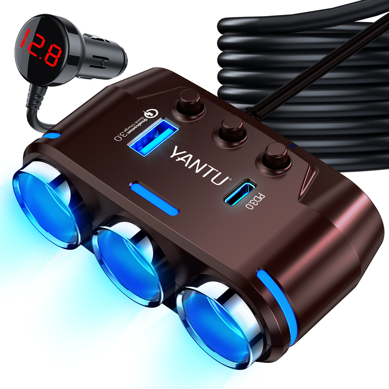 Mini Phone Cigarette Lighter Car Charger with Dual USB Socket and Voltage Monitoring