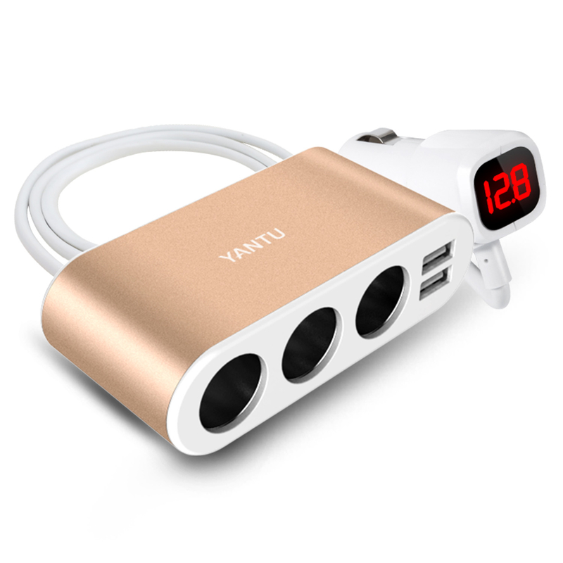 Metal Material 12V 24V Wired Dual USB C Fast Car Charger Adapter with Voltage Monitoring