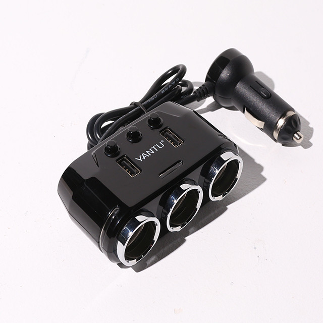 YANTU B39 Car Accessories 3 Sockets Triple Splitter USB Charger Adapter for Phone Mobile