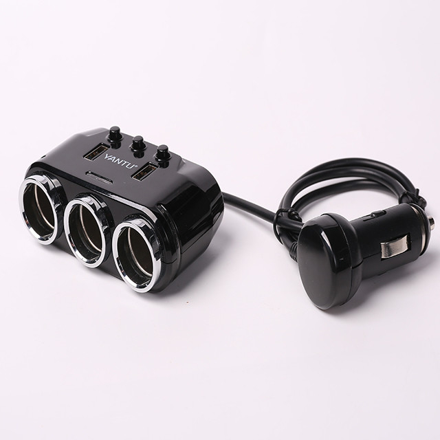 Universal 3.1A Output 150W 3 Way Car Cigarette Lighter Adapter with 2 USB Interfaces